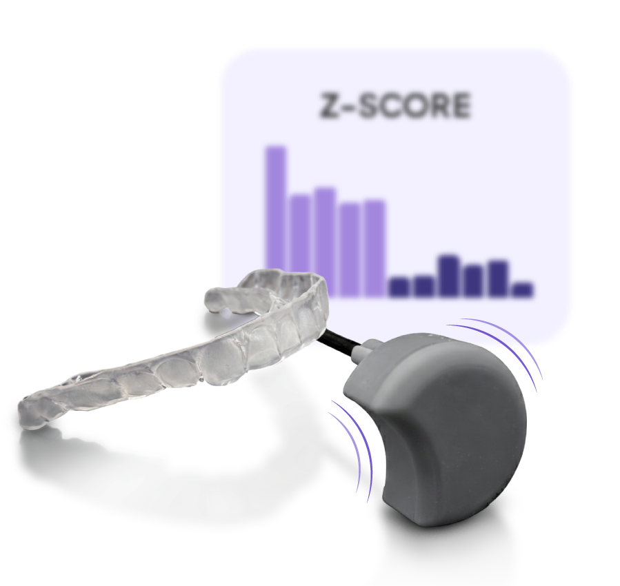 Zerene mouthguard with a Z-score graphic on a white background