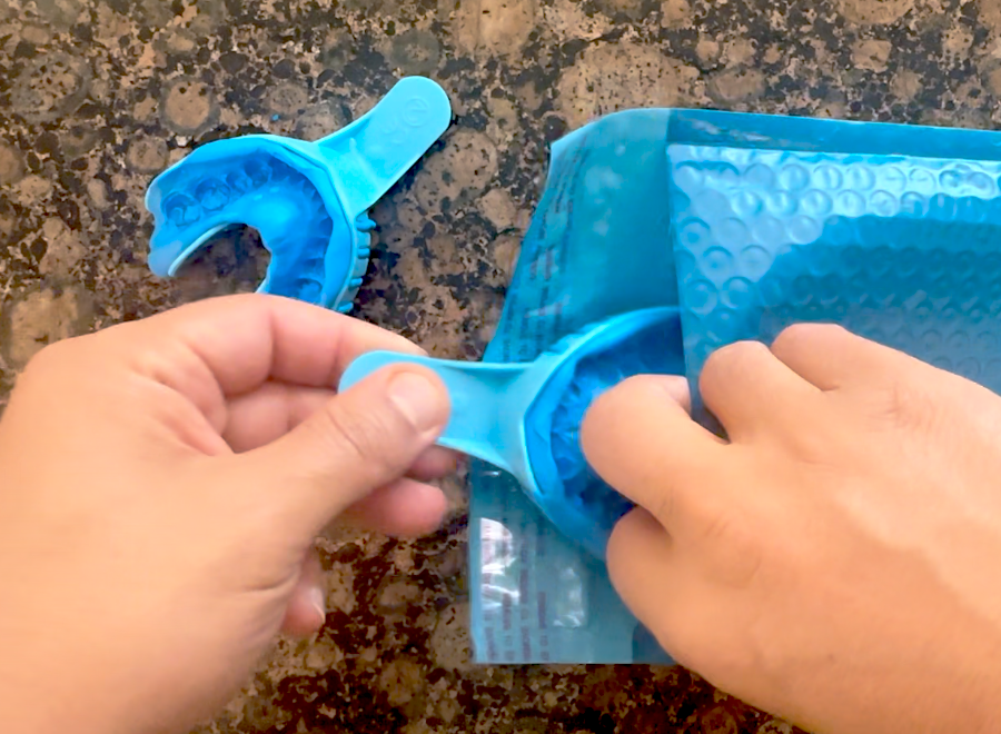 Close up of a person brushing her teeth