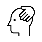 Icon of a hand touching the head of a person, symbolizing physical therapy