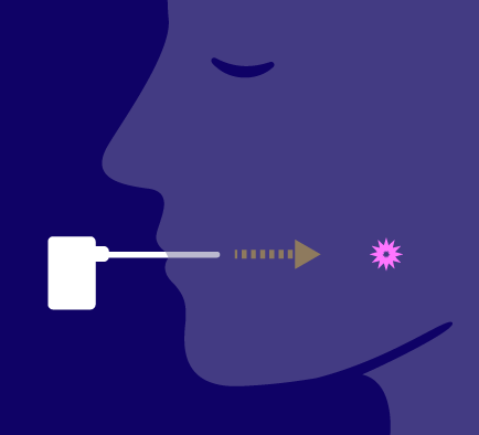 Illustration of Zerene delivering biofeedback with a purple background