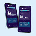 Two smartphones displaying the Zerene app on a light blue background