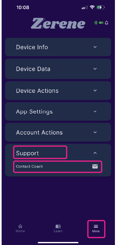 An image of how to contact support